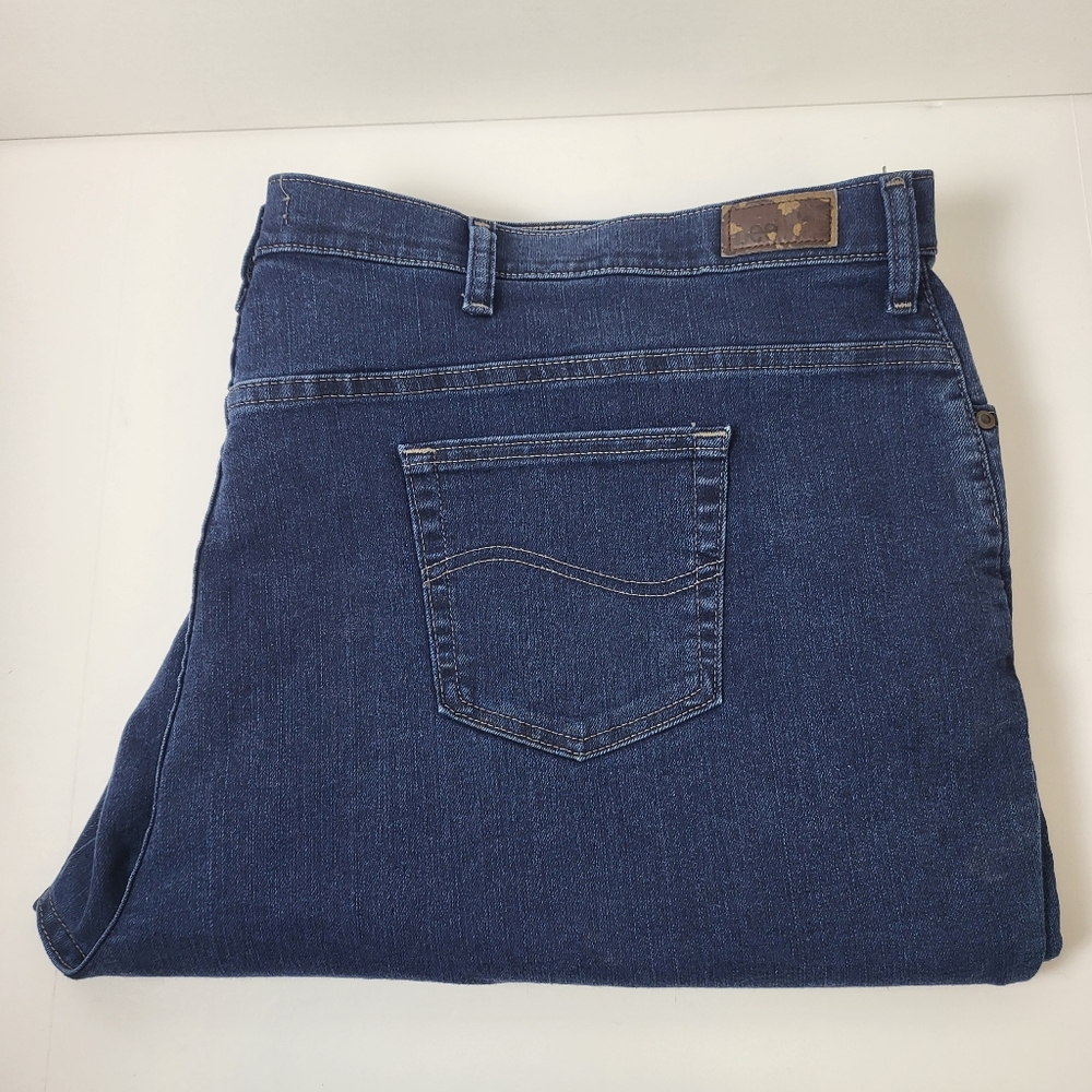 Lee Riders Jeans Plus 30W Petite Dark Wash Denim Comfort Stretch Straight Leg
